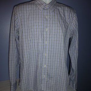 Men UNTUCKit Blue Check/Plaid Long Sleeve Shirt Large Slim Fit